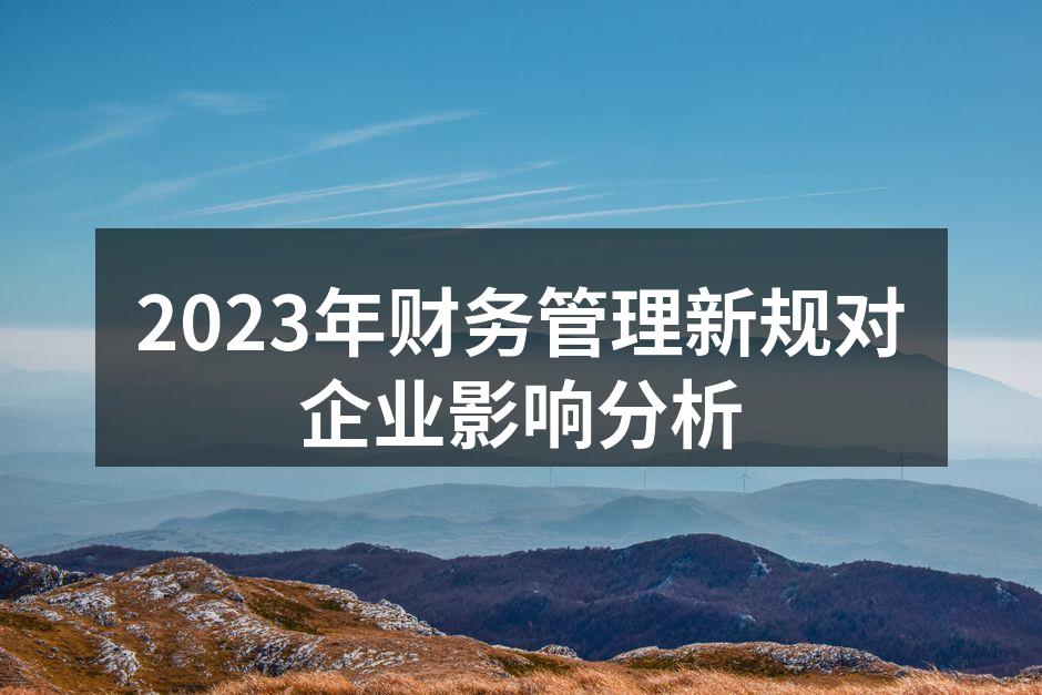 2023年财务管理新规对企业影响分析